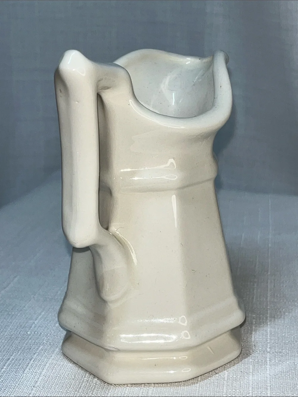 Handmade Signed Ceramic Creamer Pitcher White Pottery Vintage Farmhouse  5”